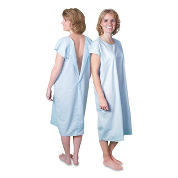 Core Products® Cloth Patient Gown, Cotton-polyester Blend, Large, Chest Size 38" To 42", Blue freeshipping - TVN Wholesale